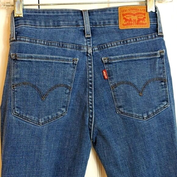 Levi's 711 Skinny Distressed Raw Hem Jeans Sz 24 - Picture 4 of 6